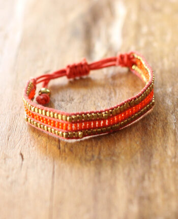 bracelet cozumel - 1 - Tienda Elena - perles de rocaille - corail et doré - bijou ethnique - bohème chic - navajo