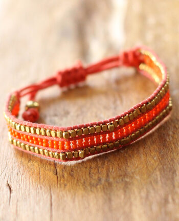 bracelet cozumel – 2 – Tienda Elena – perles de rocaille – corail et doré – bijou ethnique – bohème chic – navajo bracelet cozumel - 2 - Tienda Elena - perles de rocaille - corail et doré - bijou ethnique - bohème chic - navajo