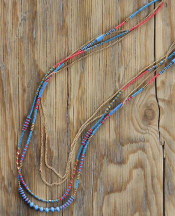 sautoir quintana 1 - Tienda Elena - perles de rocaille - bleu et doré - bijou ethnique - bohème chic - indian spirit