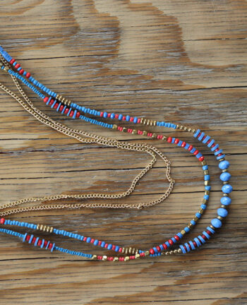 sautoir quintana – 2 – Tienda Elena – perles de rocaille – bleu et doré – bijou ethnique – bohème chic – indian spirit sautoir quintana - 2 - Tienda Elena - perles de rocaille - bleu et doré - bijou ethnique - bohème chic - indian spirit
