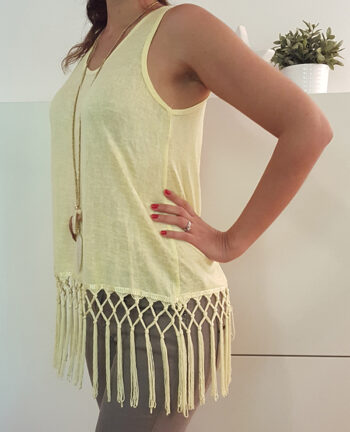 Tienda Elena - Mode et inspiration mexicaine - top franges - jaune - 2 - bohème chic