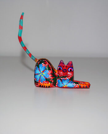 Tienda Elena - Mini figurine bois Chat - Mini Alebrijes chat - Fait main - hecho en mexico - colorés - Mexique - 1
