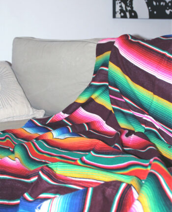 Tienda Elena - Couverture mexicaine bordeaux - Sarape bordeaux - Décoration et artisanat mexicain - Fait main - Hecho en Mexico - 1