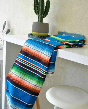 Tienda Elena – Sarape turquoise – Décoration et artisanat mexicain – Fait main – Hecho en Mexico – 1 Tienda Elena - Sarape turquoise - Décoration et artisanat mexicain - Fait main - Hecho en Mexico - 1