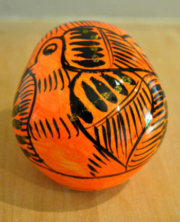Tienda Elena – Calavera orange et noire – Décoration et artisanat mexicain – Fait main – hecho en Mexico – 2 Tienda Elena - Calavera orange et noire - Décoration et artisanat mexicain - Fait main - hecho en Mexico - 2