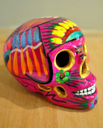 Tienda Elena – Calavera rose et doré – Décoration et artisanat mexicain – Fait main – hecho en Mexico – 1 Tienda Elena - Calavera rose et doré - Décoration et artisanat mexicain - Fait main - hecho en Mexico - 1