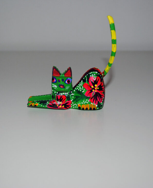 Tienda Elena - Mini figurine bois Chat - Mini Alebrijes chat - Fait main - hecho en mexico - colorés - Mexique - 2