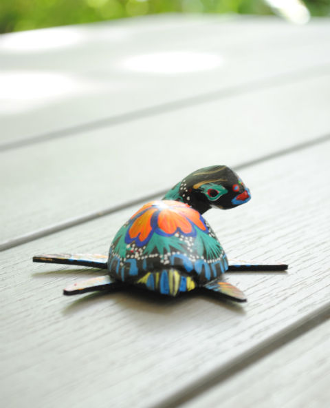 Tienda Elena - Mini figurine bois Tortue - Mini Alebrijes tortue - Fait main - hecho en mexico - colorés - Mexique - 2