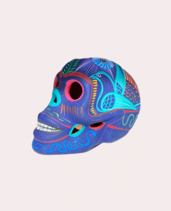 Crâne mexicain en céramique bleu mat - Tienda Elena - Déco du Mexique