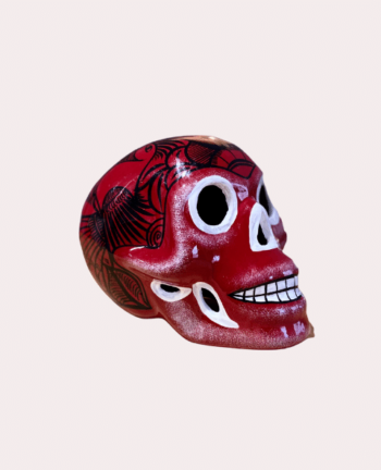 Crâne mexicain en céramique rouge foncé - Tienda Elena - Déco du Mexique